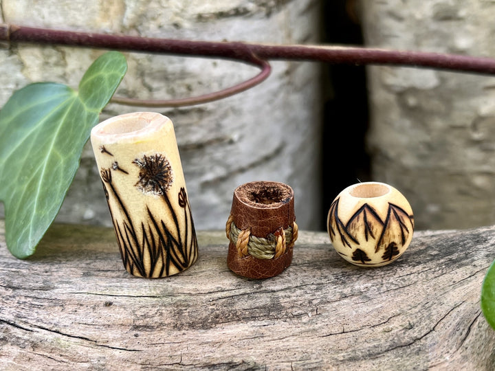 wooden dandelion dreadlock bead