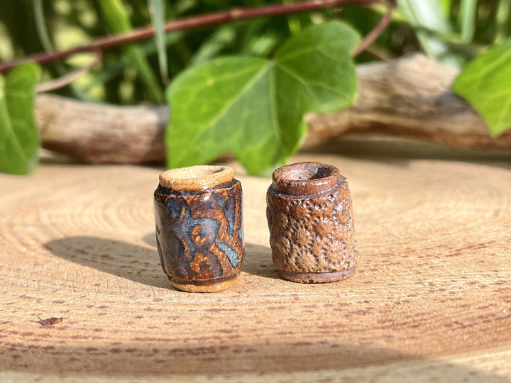 brown and blue dreadlock beads