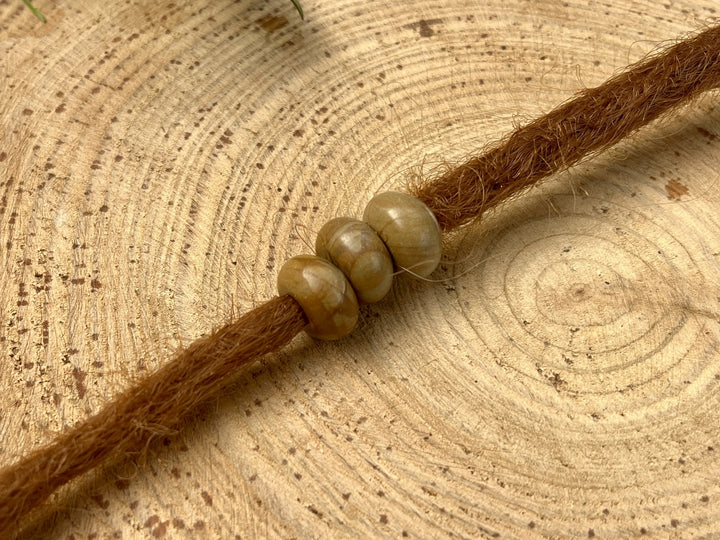 wood effect dreadlock beads on dreadlock
