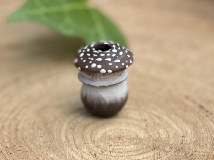 Earthy brown mushroom bead