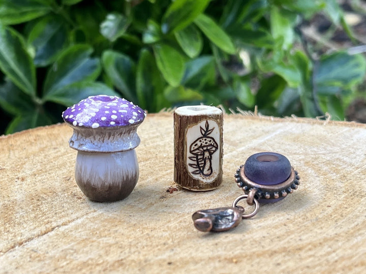 purple mushroom bead set