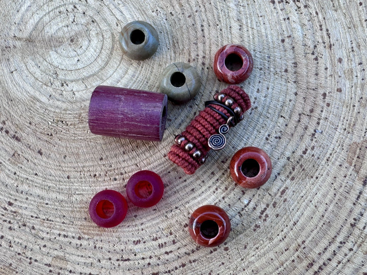 red dreadock beads