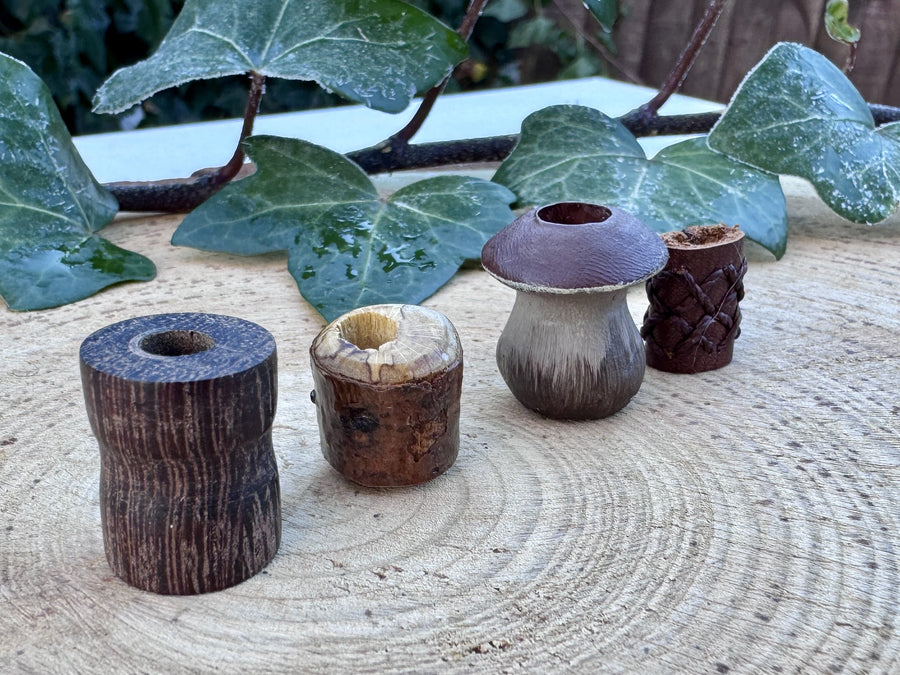 wooden and leather dreadlock beads