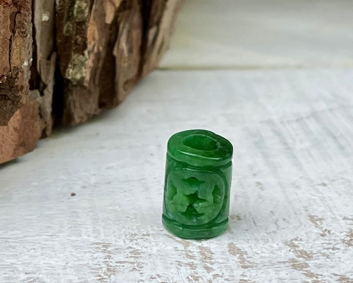 Natural jade dreadlock bead front