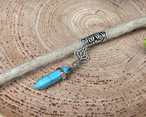 lotus flower and turquoise dread bead angled