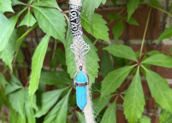 lotus flower and turquoise dread bead
