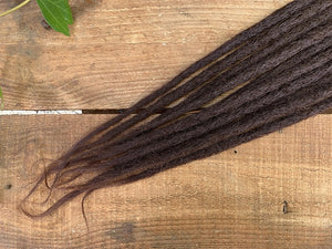 Dark brown synthetic dreadlock extensions whispy ends