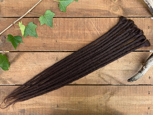 Dark brown synthetic dreadlock extensions full length