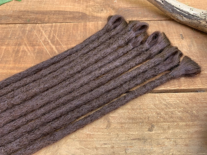 Dark brown synthetic dreadlock extensions loops