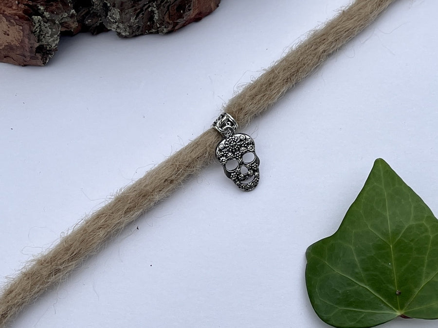 silver skull dreadock bead
